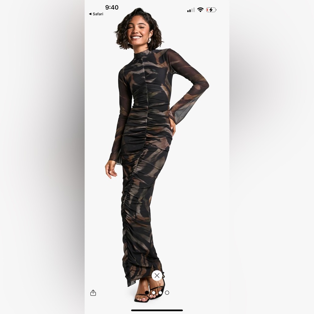 Chic Long Sleeve Camouflage Maxi Dress
